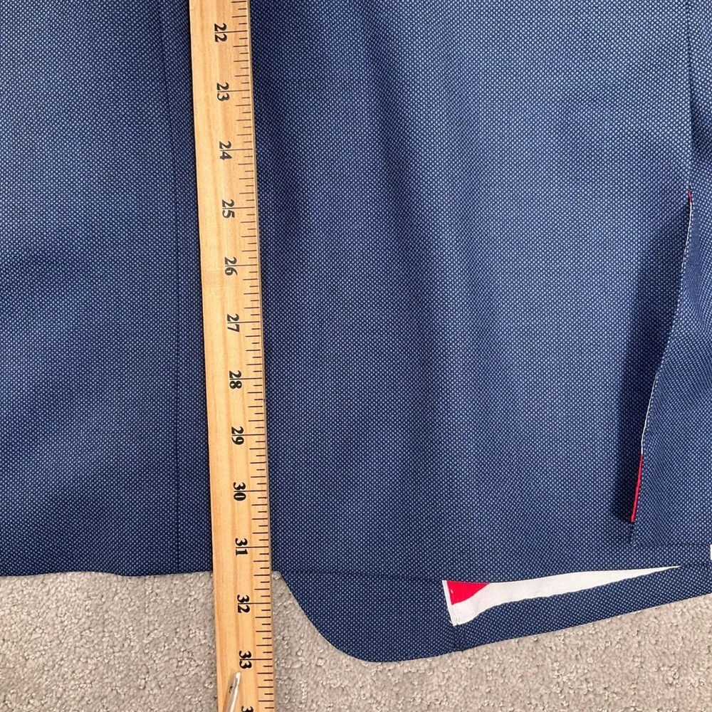 Bespoke Patriotic Suit Mens 52L Blue Birdseye American Flag Lined Holiday